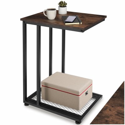 Tectake Table d&acute;appoint ETON 48x35x66cm - bois fonc&eacute; industriel