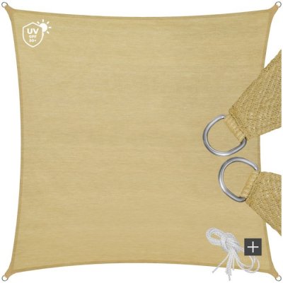 TECTAKE  Voile d&rsquo;Ombrage Carr&eacute; 5,4 m x 5,4 m Sable du D&eacute;sert