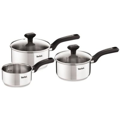 TEFAL  casserole 3 pieces avec 2 couverles comfort max 14-16-18 cm gris