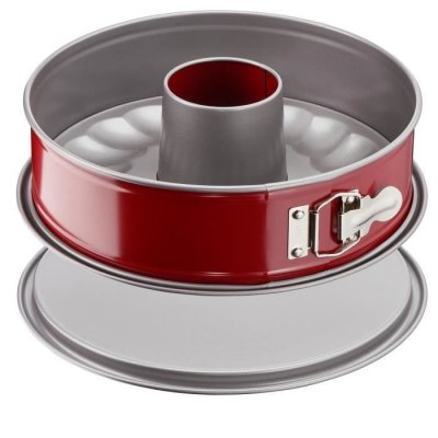 TEFAL J 1642614 Delibake Moule A Savarin A Charni&egrave;re 25 cm Acier Rouge Carbone