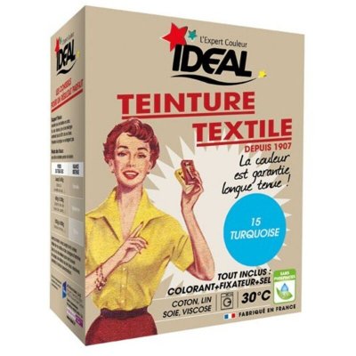 IDEAL Teinture textile machine turquoise 350GR + fixateur + sel