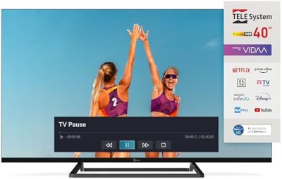 TELE SYSTEM  Smart TV 40 Pollici Full HD LED Frameless DVB-T2 tiv&ugrave;sat