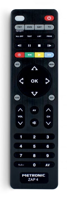 METRONIC T&eacute;l&eacute;commande universelle 4 en 1 pour box tv-tnt-sat-dvd - zap 4