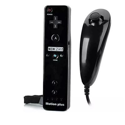 STRA&SZLIG;E GAME T&eacute;l&eacute;commande Wiimote plus (Motion plus inclus) et Nunchuck pour Nintendo Wii et Wii U - Noir