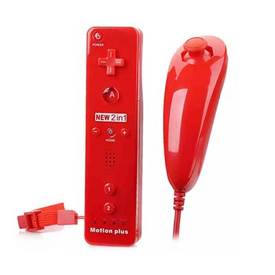 STRA&SZLIG;E GAME T&eacute;l&eacute;commande Wiimote plus (Motion plus inclus) et Nunchuck pour Nintendo Wii et Wii U - Rouge