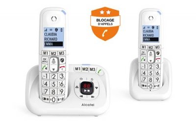 ALCATEL T&eacute;l&eacute;phone fixe sans fil avec r&eacute;pondeur  XL785 Duo Blanc