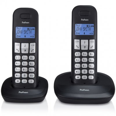 FYSIC T&eacute;l&eacute;phone sans fil, 2 combin&eacute;s pdx-1120 noir