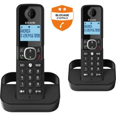 ALCATEL T&eacute;l&eacute;phone sans fil  f860 duo eu noir