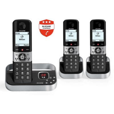 ALCATEL T&eacute;l&eacute;phone sans fil  F890 Voice Trio Noir 