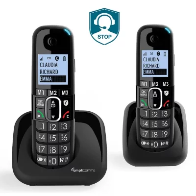 AMPLICOMMS T&eacute;l&eacute;phone sans fil  T&eacute;l&eacute;phone sans fil DUO  Bigtel