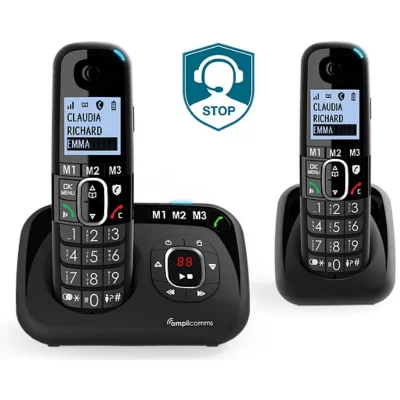 T&eacute;l&eacute;phone sans fil AMPLICOMMS T&eacute;l&eacute;phones fixes DUO r&eacute;pondeur Amplicomm