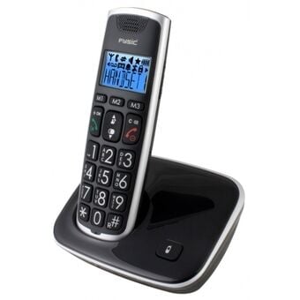 FYSIC T&eacute;l&eacute;phone sans fil s&eacute;nior grandes touches, 1 combin&eacute; fx-6000 noir