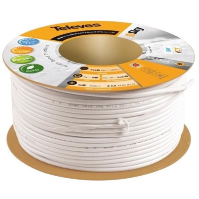 TELEVES  c&acirc;ble coaxial 16 vatc cuivre-aluminium class a 3ghz blanc pvc 