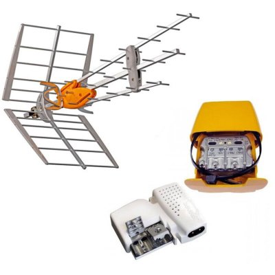 TELEVES  Pack Antenne TNT DAT HD BOSS UHF + Alimentation 24V + Amplificateur Easy F