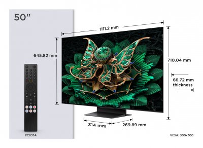 TCL T&eacute;l&eacute;viseur 50C7K QLED 4K Ultra HD 50 pouces Smart TV Google TV Wifi