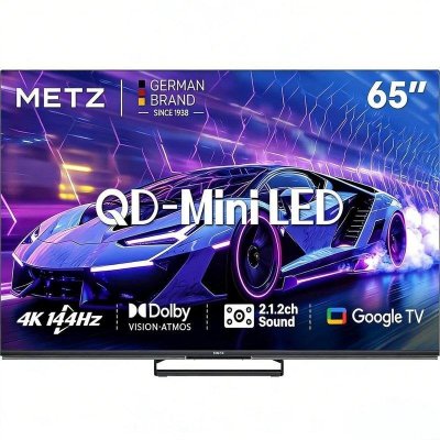 METZ T&eacute;l&eacute;viseur  Mini LED QLED 65 Pouces MNE8000Z 4K 144Hz Smart TV