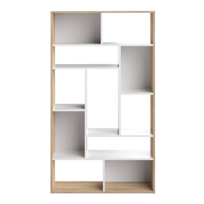 Temahome - Biblioth&egrave;que seoul blanc et ch&ecirc;ne naturel - ch&ecirc;ne naturel