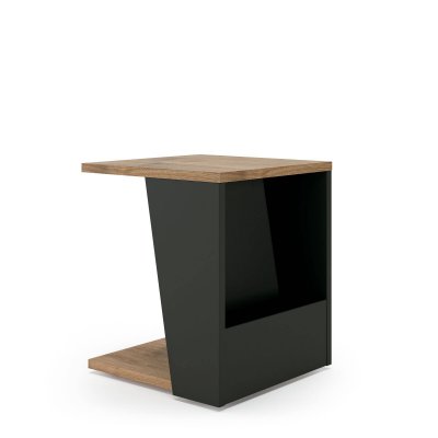 Temahome - Table d'appoint albi noyer et noir laqu&eacute; - noir laqu&eacute;
