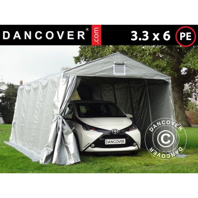 DANCOVER Tente Abri Garage PRO 3,3x6x2,4m PE, Gris  Abris Voiture