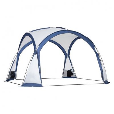 OUTSUNNY Tente de camping d&ocirc;me familiale 6-8 personnes blanc bleu