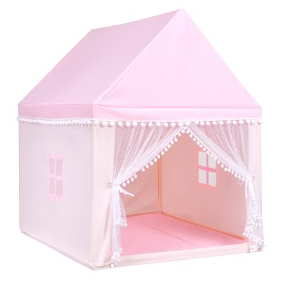 COSTWAY Tente De Jeu Enfant Int&eacute;rieur-Ext&eacute;rieur -  - Cadre En Bois - Bleu