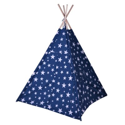 WADIGA Tente de Jeu pour Enfant Tipi Bleu avec &Eacute;toiles Blanches 
