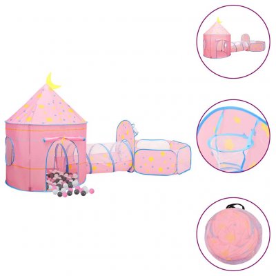 VIDAXL Tente de jeu pour enfants avec 250 balles Rose 301x120x128 cm - 