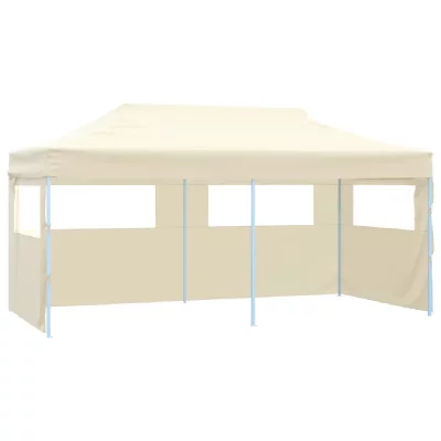 VIDAXL Tente de r&eacute;ception pliable avec 4 parois 3x6 m Acier Cr&egrave;me
