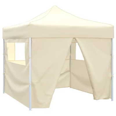 VIDAXL Tente pliable avec 4 parois Cr&egrave;me 3 x 3 m