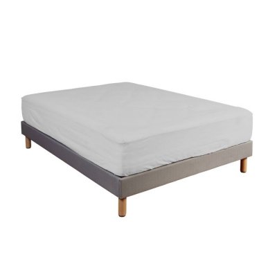 TERRE DE NUIT  Drap housse 100% coton gris bonnet 40 cm 160x200