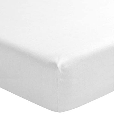 TERRE DE NUIT  Drap housse blanc 100% lin bonnet 40 cm 140x190 cm