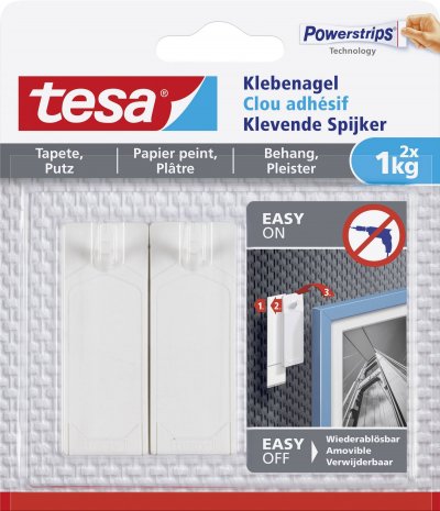 TESA  2 Adhesive Nail 1kg For Wallpaper & Plaster Blanc,Gris