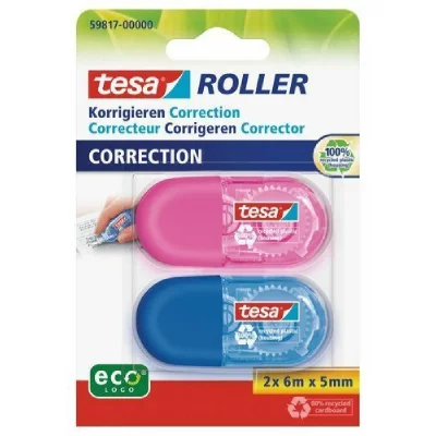 GENERIQUE TESA 2 Mini roller de correction Rose et Bleu - 5mm