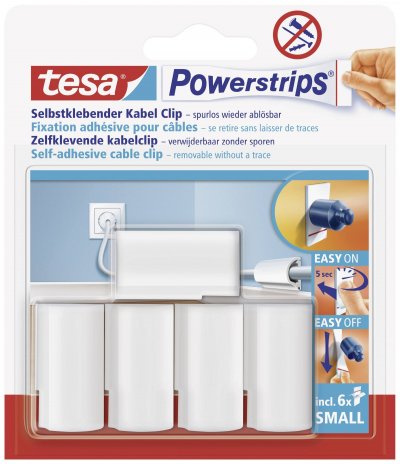 TESA  5 fixations pour c&acirc;bles + 6 mini powerstrips