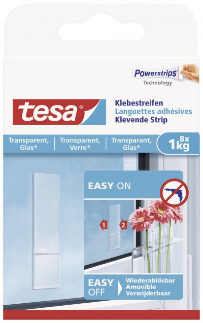 TESA  77733-00-00 Lot de 8 Languettes adh&eacute;sives 1 Kg, Transparent