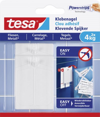 TESA  clou adhesif - pour carrelage + metal - charge supportee : 4 kg