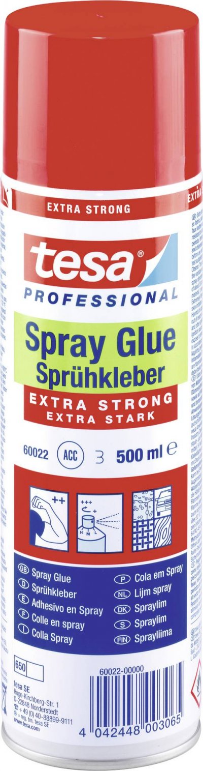 TESA  Colle en A&eacute;rosol EXTRA STRONG, 500 ml, couleur: blanc