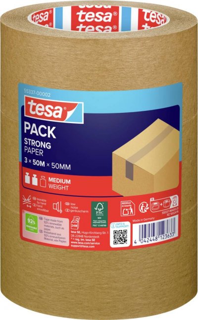 TESA  ecologo ruban adh&eacute;sif papier kraft 50m x 50mm x 3
