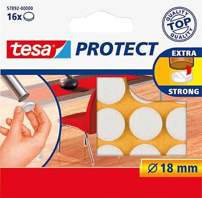 TESA  Feutre Antiglisse/Anti-Rayures, Blanc, Diam&egrave;tre: 18 Mm