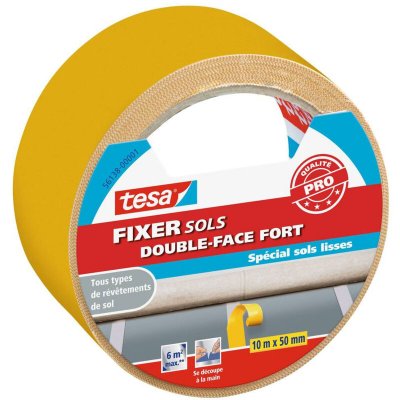 TESA  Fixer sol double face adh&eacute;sion forte - 10 m x 50 mm