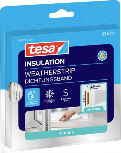 TESA  Joint portes et fen&ecirc;tres - Comble espaces - 6 m x 9 mm x 4 mm - Blanc