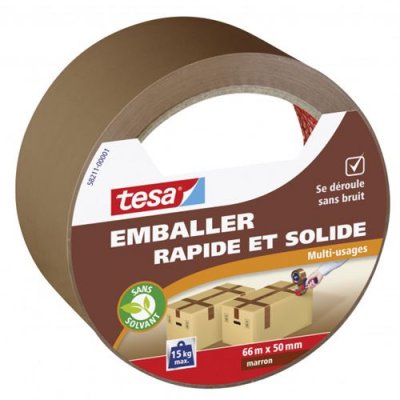 TESA  Ruban adh&eacute;sif d'emballage Rapide et Solide - 66m x 50mm - Marron