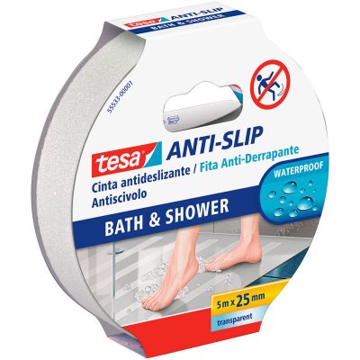 TESA  ruban antid&eacute;rapant bain et douche 5m x 25mm transparente.