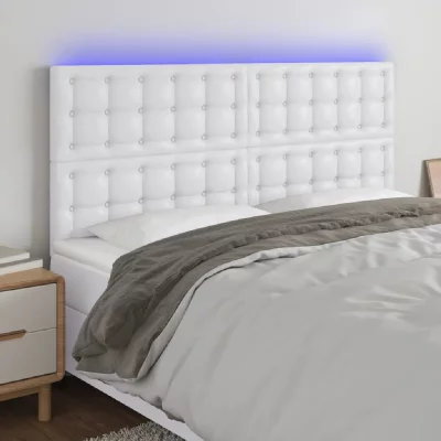 VIDAXL T&ecirc;te de lit &agrave; led Blanc 160x5x118/128 cm Similicuir  White