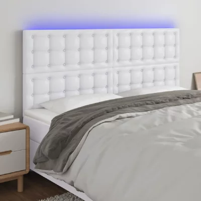 VIDAXL T&ecirc;te de lit &agrave; led Blanc 180x5x118/128 cm Similicuir  White