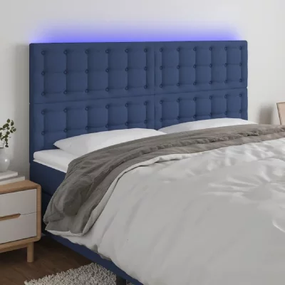 VIDAXL T&ecirc;te de lit &agrave; led Bleu 160x5x118/128 cm Tissu - 
