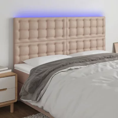 VIDAXL T&ecirc;te de lit &agrave; led Cappuccino 180x5x118/128 cm Similicuir - 