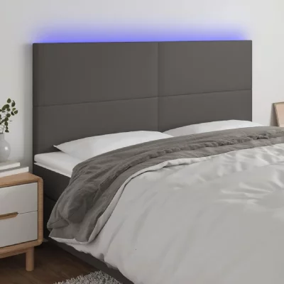 VIDAXL T&ecirc;te de lit &agrave; LED Gris 160x5x118/128 cm Similicuir  - Gris