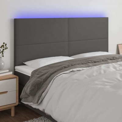 VIDAXL T&ecirc;te de lit &agrave; led Gris 180x5x118/128 cm Similicuir  Gris