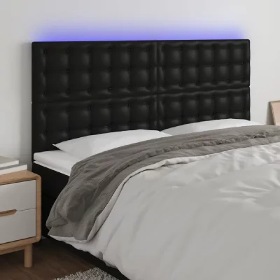 VIDAXL T&ecirc;te de lit &agrave; led Noir 160x5x118/128 cm Similicuir - 